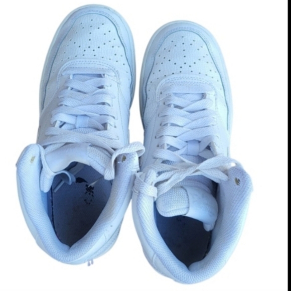 Nike Court Vision White Leather Mid Top Athletic Tennis Shoe Sneaker Women 6 - Picture 7 of 11